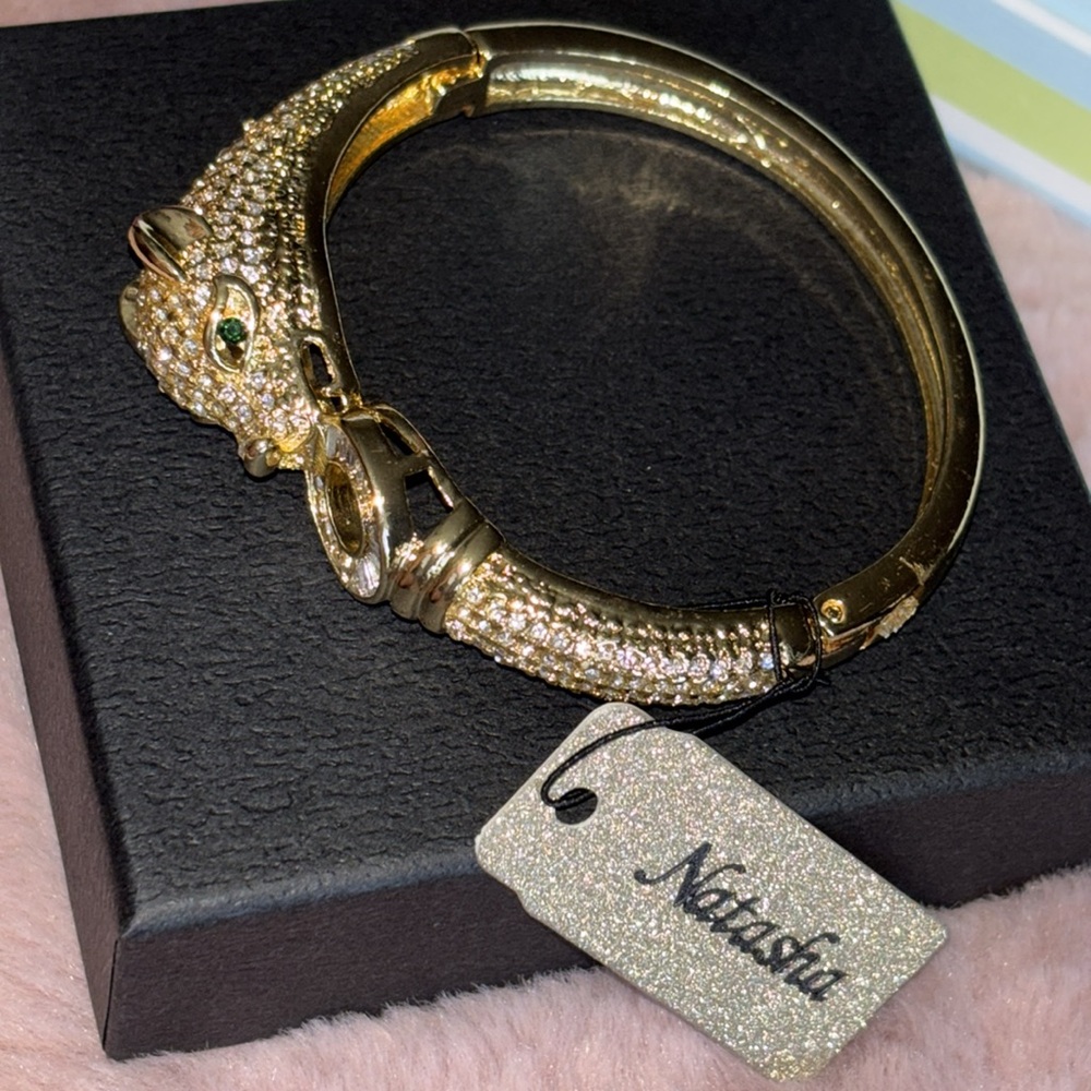 Natasha Couture Panther Gold Statement Bracelet - Picture 9 of 9